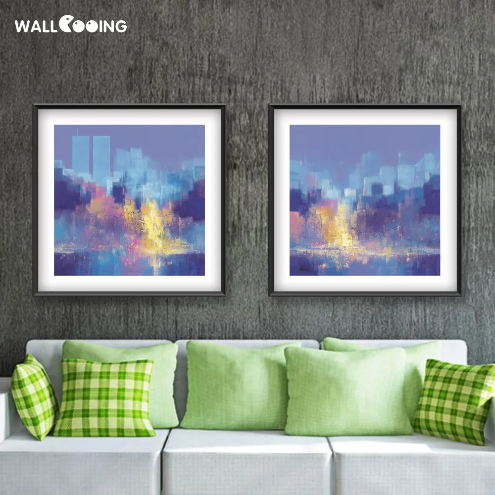 2 panel Blue abstract home paintings canvas painting waterproof