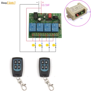 

Sleeplion 12V 24V 4CH RF Wireless Remote Control Switch System Transmitter +Receiver Transceiver Module Switch