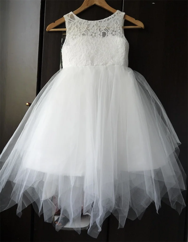 

Brand New Real Flower Girl Dresses Backless Communion Party Ball Pageant Dress for Little Girls Kids/Children Dress for Wedding