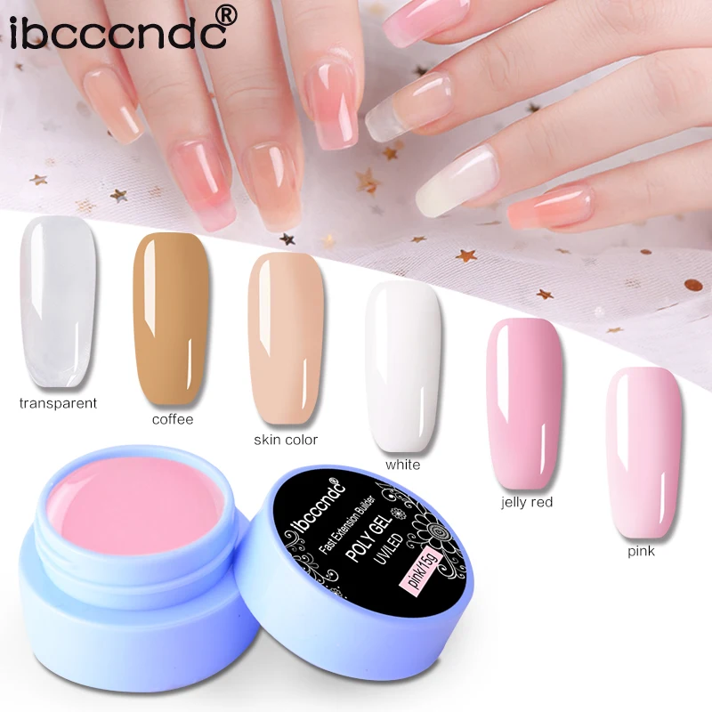 

IBCCCNDC 15g Poly Gel Finger Quick Extension Crystal Jelly Polygel Nail Gel Camouflage Soak Off UV LED Hard Gel Acrylic Builder