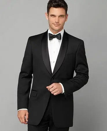 Hot Sale Custom made Black Groom Tuxedos Shawl Lapel
