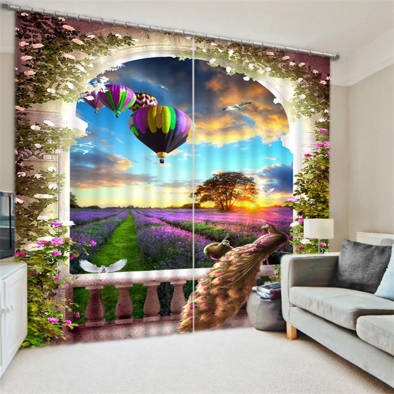 

Luxury Blackout 3D Window Curtains For Living Room Bedroom Customized size Drapes cortinas Rideaux Elegant purple flower print