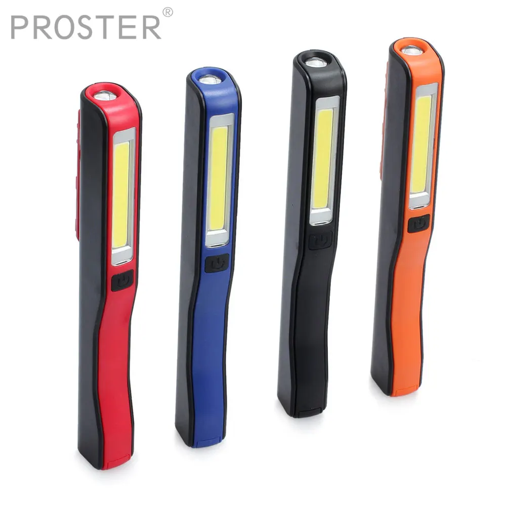 

Proster USB Rechargeable Led Hand Torch Magnet Clip Hanging Work COB Light Flashlight Inspection Lamp For Night