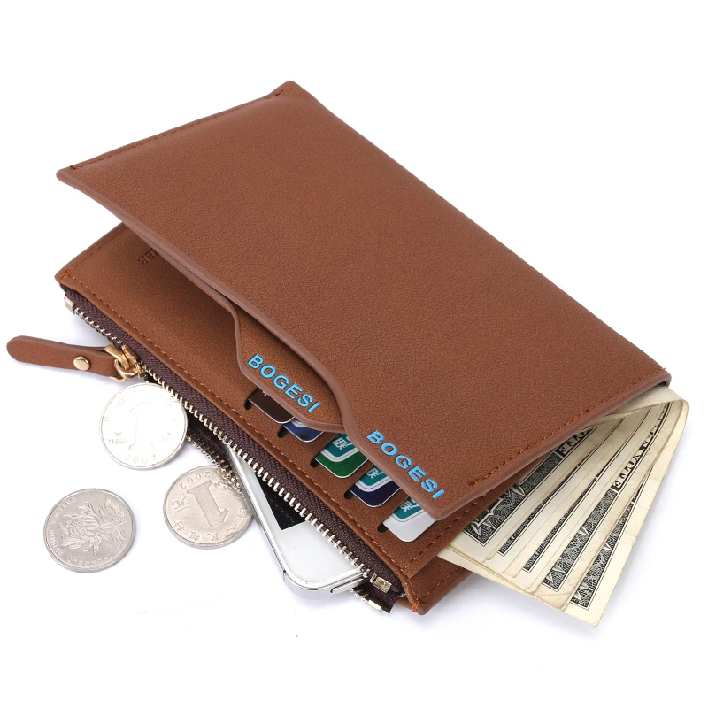

Brand Zipper Men Wallet With Zipper Coin Pocket Designer Men Wallets Male Coin Purse Bifold Wallet Removable Card Holder
