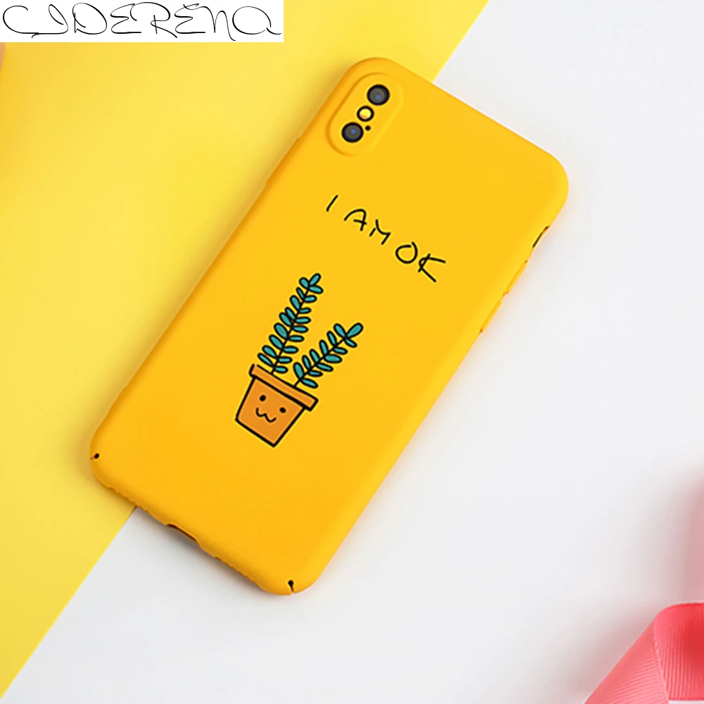 

CIDERENA 1 Pc/lot Hard PC Fitted Strawberry Potted Plants Patterned I Am Ok Mobile Phone Case Protector Cover for iPhone 8 7