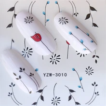 YZWLE 1 лист Простые художественные черные трафареты для дизайна ногтей переводные наклейки для воды Гель-лак полный декор для ногтей инструмент