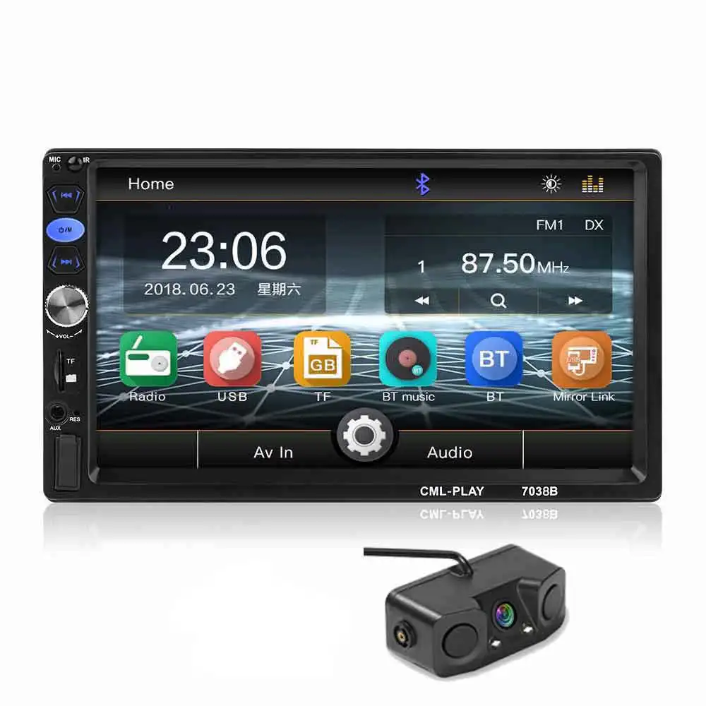2 din автомобильное радио Зеркало Ссылка Android 9,0 сенсорный экран цифровой дисплей " HD плеер MP5 Bluetooth Мультимедиа USB 2din Авторадио - Цвет: with pz451