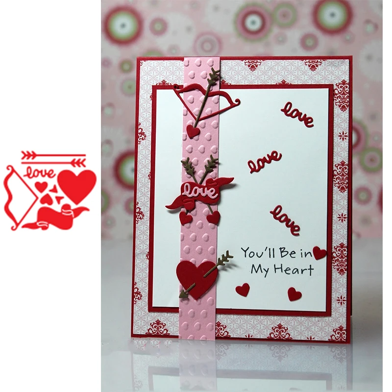 

Cupid's Bow & Arrow Heart Metal Cutting Dies for Scrapbooking Paper Craft Embossing Die Card Making Stencils New 2019 Valentine