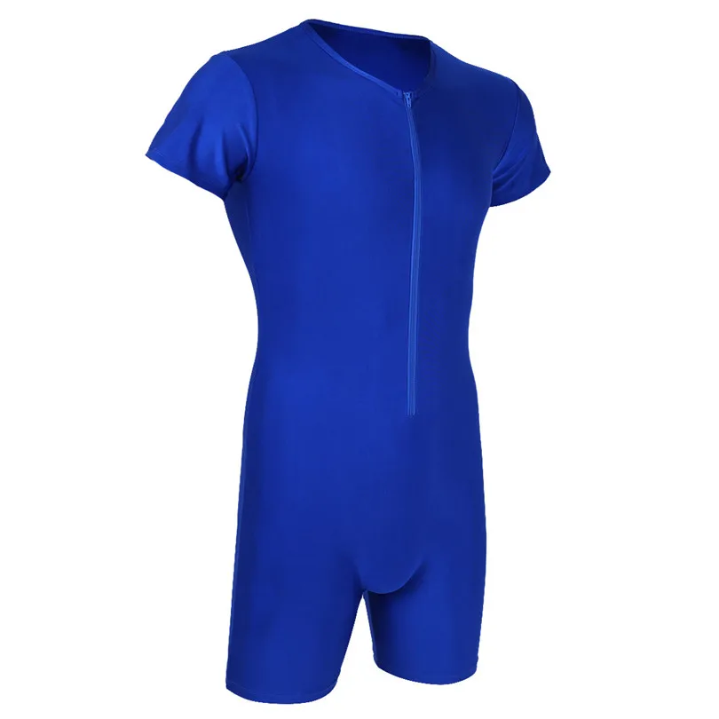 iEFiEL Newest Mens One-piece Short Sleeve Front Zipper Boxer Briefs Bodysuit Jumpsuit Leotard Underwear Male Nightclub Clothes -