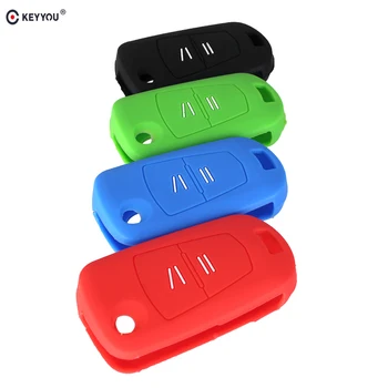 

KEYYOU 10x 2 Buttons Silicone Rubber Key Fob Remote Key Cover Skin Set Car Case Shell Protect for Opel Astra Zafira Kadett