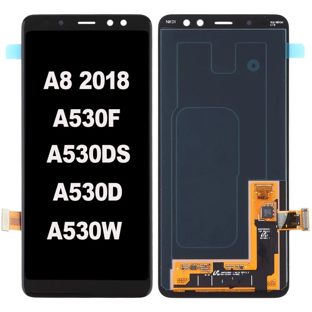 

Black Super AMOLED For Samsung Galaxy A8 2018 SM-A530 A530F A530DS LCD Display With Touch Screen Assembly Replacement Parts