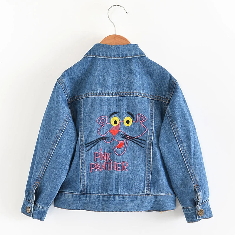 Cartoon Animal Embroidery Denim Jackets For Girls Jean Coat Spring Autumn Jackets For Girls Children Outerwear Coat