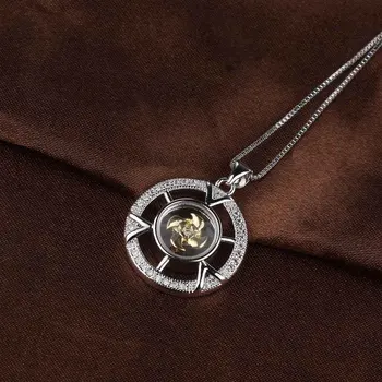

Round Pendant Necklace AAA Zircon Paved Good Lucky Rotatable Windmill Gold Silver Color Copper Jewelry Dropshipping Wholesale