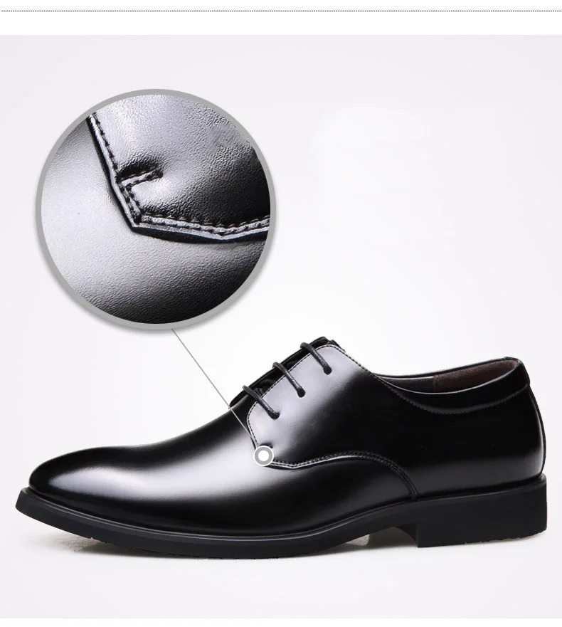 Винтаж в британском стиле ретро Элитный бренд кожа Для мужчин платье в деловом стиле острым черная обувь дышащие торжественные Свадебные