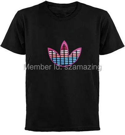 

Sound Activated equalizer el flashing tshirt with 4pcs AAA battery inverter Free Shipping