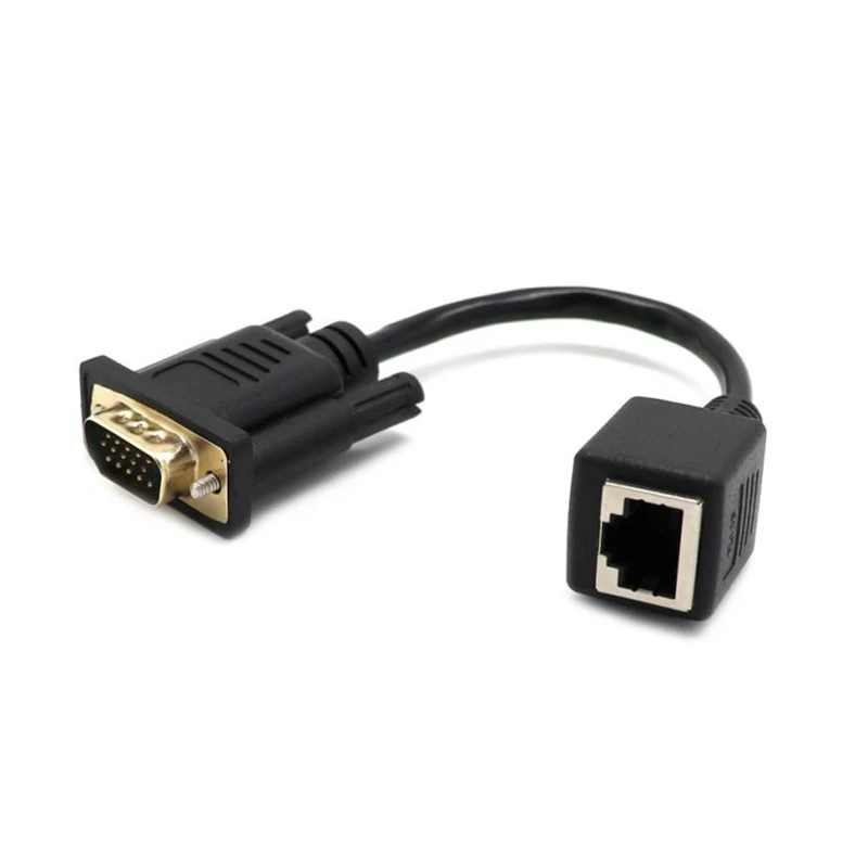  Ouhaobin 15cm VGA Extender Male To Lan Cat5 Cat5e RJ45 Ethernet Female Adapter Connects VGA Male to RJ45 Female C0508          02