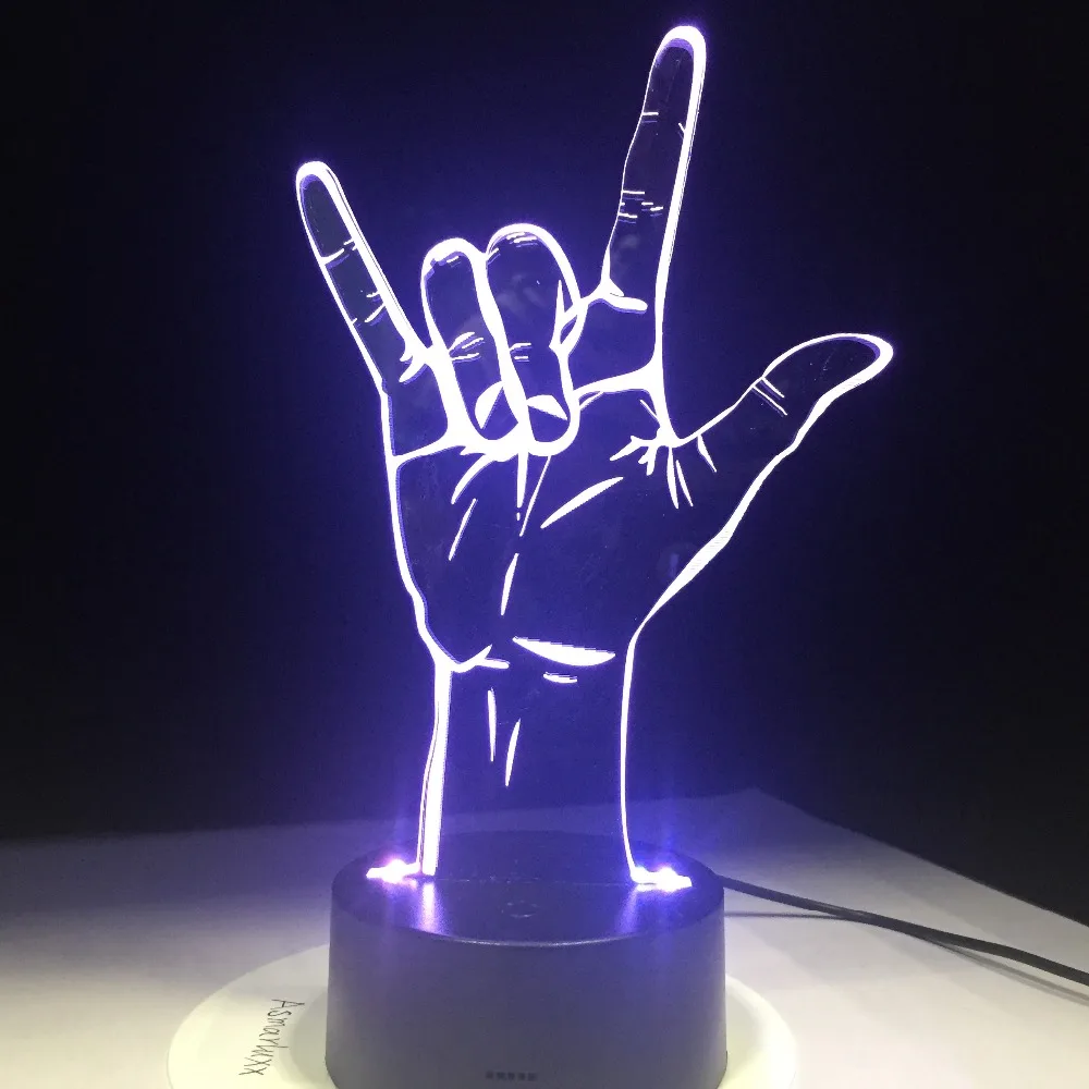 3D Оптическая иллюзия I Love You знак Язык светодиодный стол ночной Светильник USB