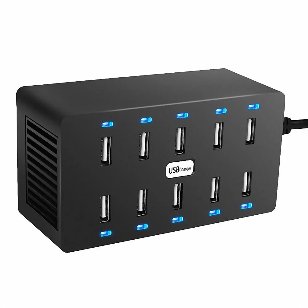 10 портов USB зарядное устройство 5V10A светодиодный индикатор зарядная станция для