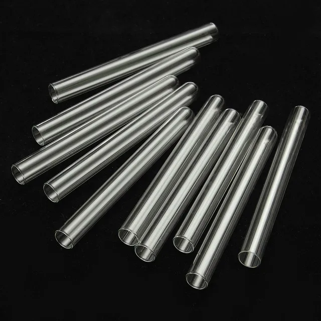 Kicute 10Pcs Clear Glass Test Tube U shaped Bottom Long Transparent