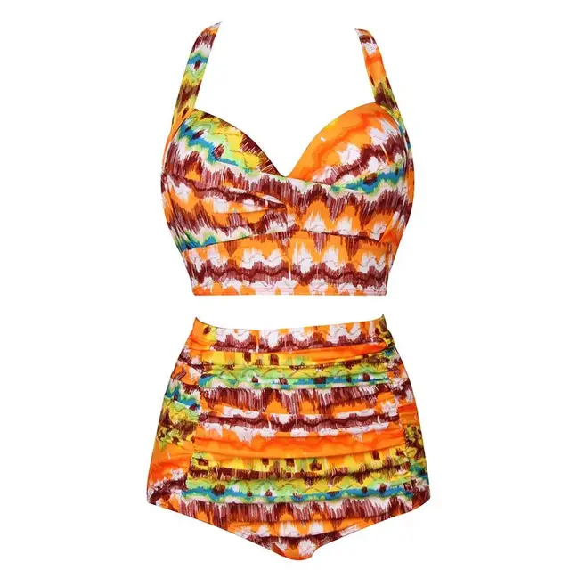 2019 Nieuwe Plus Size Badmode Grote Maten Badpak Hoge Taille Bikini Vrouwen Strand Dragen Push