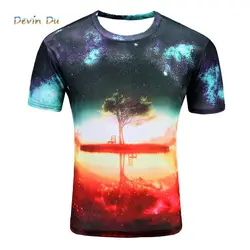 Пространство галактика футболка Для мужчин/Для женщин Харадзюку хип-хоп брендовая футболка 3d принт Nightfall дерево Лето Футболки футболка