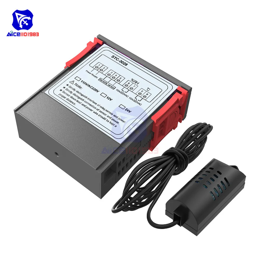 Diymore STC 3028 12 В 24 220 двойной светодиодный термометр гигрометр с датчиком SHT20 датчик