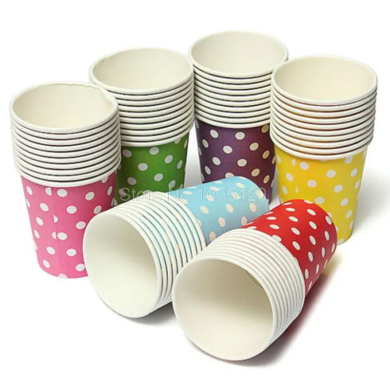 10 Pcs Disposable Colored Polka Dots Paper Cups Wedding Party Drinking
