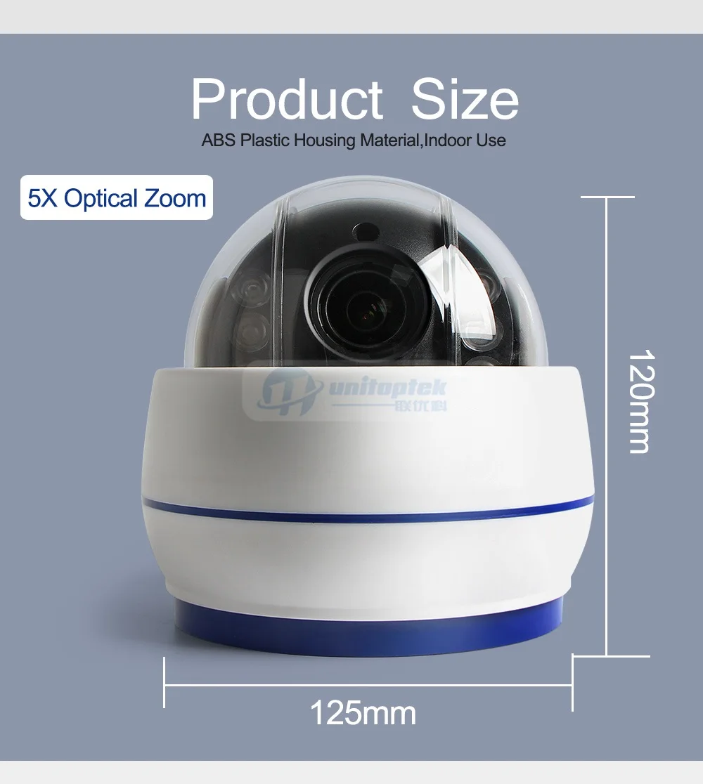 Беспроводная скоростная купольная PTZ ip-камера Wifi HD 1080P 2MP с автофокусом 5X Zoom 2,7-13,5 мм внутренняя аудио sd-карта IR Night Onvif P2P