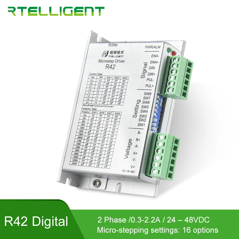 Rtelligent двухфазный Nema 17 цифровой 24 48 В постоянного тока R42 Драйвер шагового