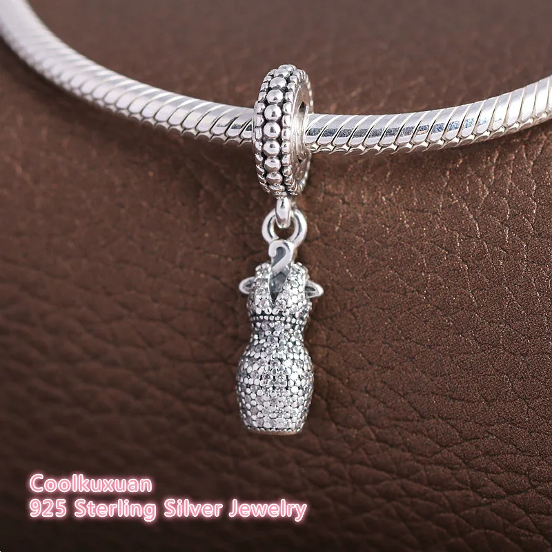 

2019 Mother's Day Gift Dazzling Dress Hanging Charms Original 925 Sterling Silver CZ Pave Dress Dangel Fits Pandora bracelets