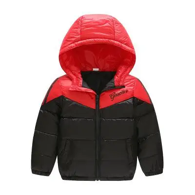 Новые зимние цветные стеганые пальто для девочек, хлопковая парка, теплая верхняя одежда для мальчиков, топы, детская одежда, пуховик с капюшоном и длинными рукавами - Цвет: Черный
