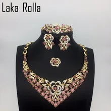 

Top Pink Color Crystal Jewelry Sets India African Jewelry Sets Leaves Earrings Bracelets Rings for Women Bridal Jewelry Sets