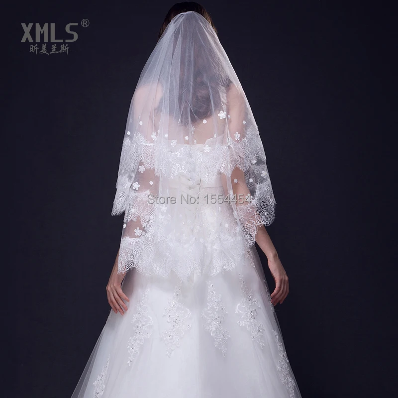 Free Shipping White 1.5 Meters Length Eyelash Lace Trim Applique Bridal Veil Gorgeous Veils Veu De Noiva 121726 |