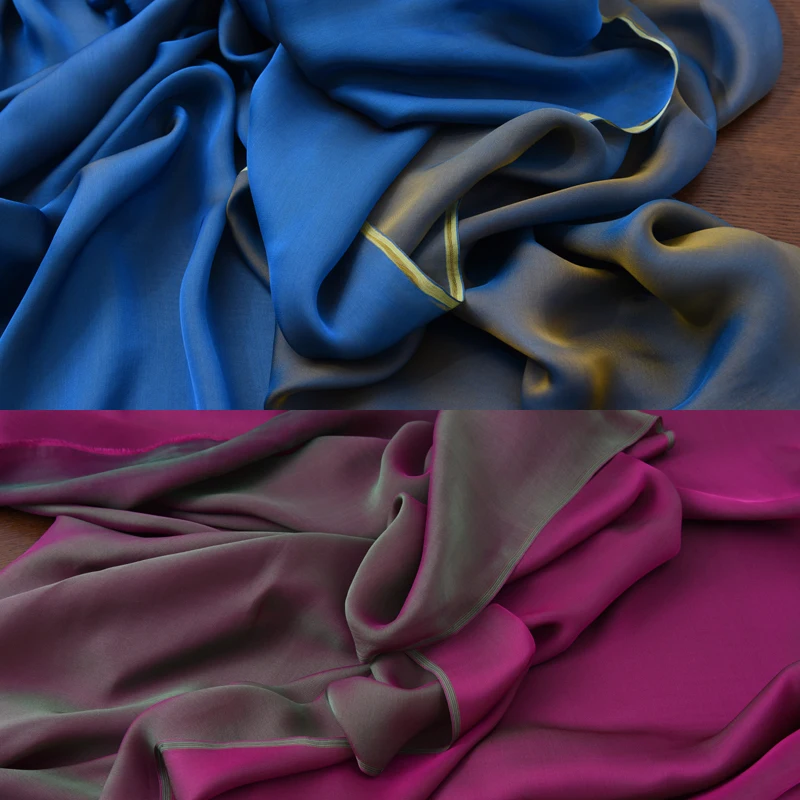 

140CM Wide 12MM Thin Purple Blue Silk Chiffon Fabric for Summer Long and Short Dress Shirt Scarf H558