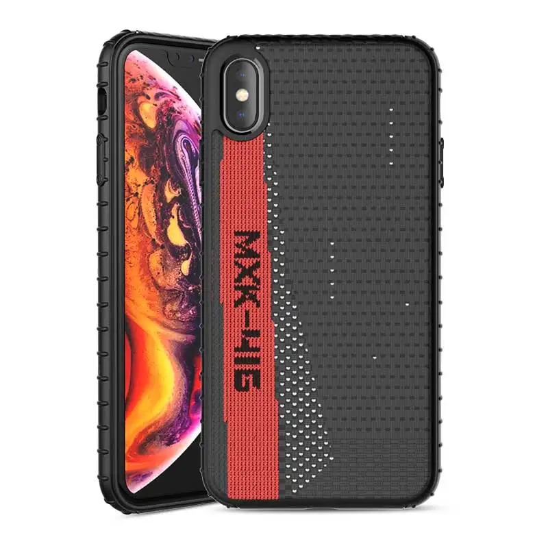 Black on Red Для iphone XS MAX Чехол Ipaky роскошный тканевый спортивный стиль coque для Apple iphone XR 8 7 6 6S plus Чехол Мягкий силиконовый чехол для телефона - Цвет: Black on Red