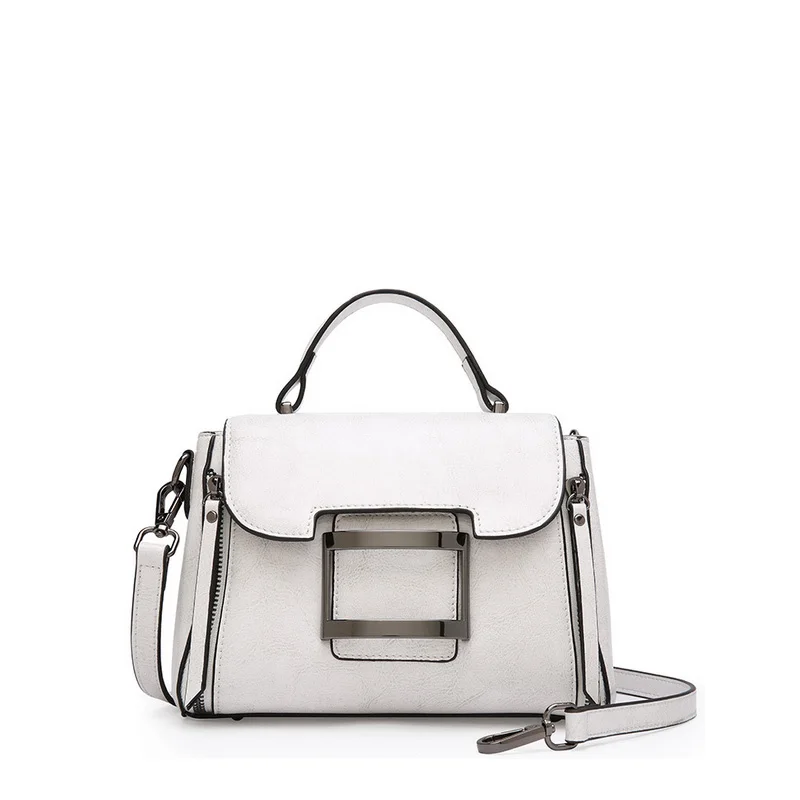 ESUFEIR, роскошная кожаная женская сумка, модная, для досуга, масло, воск, кожа, ручная сумка через плечо, Женская Повседневная сумка - Цвет: white
