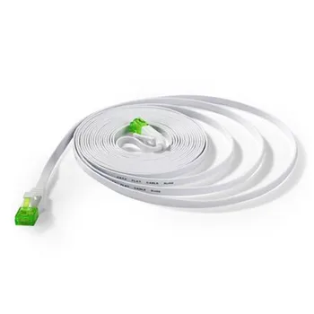 

Cat6 Ethernet Cable 50ft Flat, cat Cable Slim Internet Patch Lan Wire Pure Copper with Green Snagless RJ45 Connectors-White