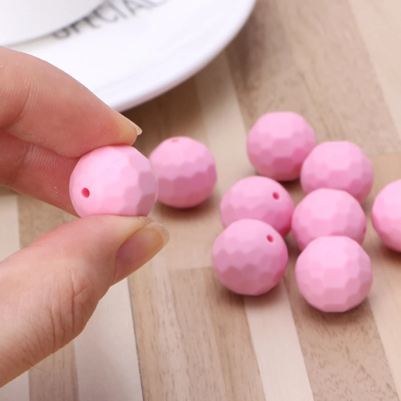 10 pcs/lot 15mm Baby Silicone Multi faceted Beads Baby Teether Necklace