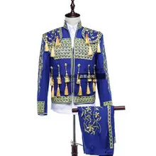 Пальто жилет брюки 3 шт.! Европейский испанский тореадор Пелерина костюмы, потому что благородный драматический рыцарь графа судьей мужской сценический