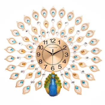 

Peacock wall clock living room modern clock watch hanging table silent clock quartz clock