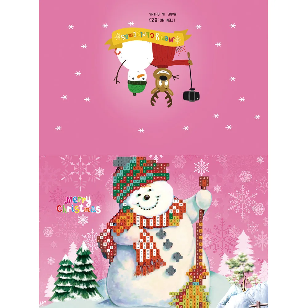 4Pcs Diamond Embroidery card Christmas day Greeting Cards With Envelope Laser Cut Post Card for family and friend celebrate | Дом и сад