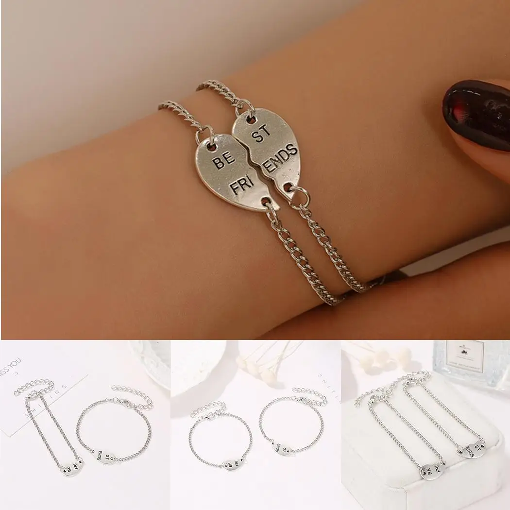 

New Women Fashion Heart Shape Best Beauty Friends Bangle Bracelet Chain "best friends" Wristband Everyday