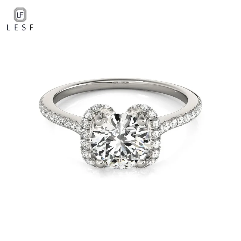 

LESF 1Ct Sona Round Cut Engagement Bridal 925 Sterling Silver 4 Prongs Wedding Anniversary Bridal High-end jewelry customization