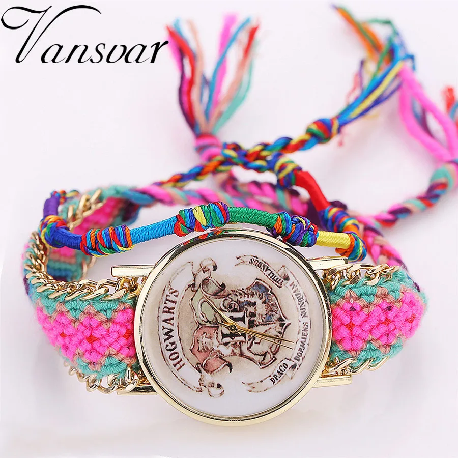 

Vansvar Handmade Braided HOGWARTS Magic School Watch Ladies Friendship Bracelet Quarzt Watches Relogio Feminino 2024