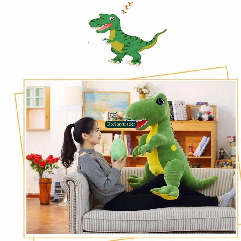 Dorimytrader large pop anime Tyrannosaurus rex plush toy huge stuffed cartoon dinosaur doll Dinosaur Eggs christmas gift 63inch 160cm DY61854  (3)