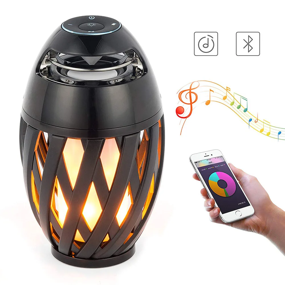 Bluetooth динамик USB зарядка Led пламя огни атмосфера настольная лампа музыка ночник