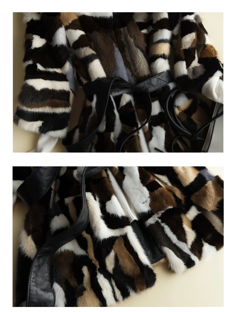 Top 2019 New Arrival Patchwork Mixed Colors True Natural Real Mink Fur Coat Genuine Mink Fur Jakcet FREE SHIPPING JN479 5