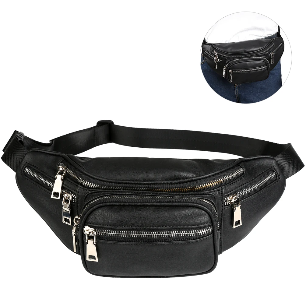 Vbiger Men Women Waist Bag Multi purpose Fanny Pack Trendy Waist Pouch Stylish PU Leather Waist