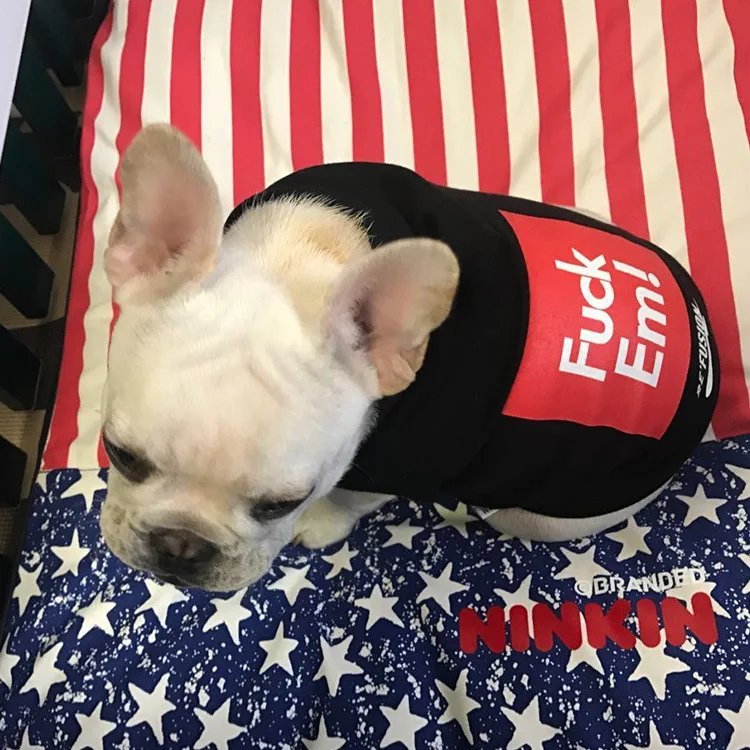 

2017 New Spring Cool Letter Dog Clothes Cotton Wool Hoodies Clothes for Dogs Black Grey Dog Shirts with Hat