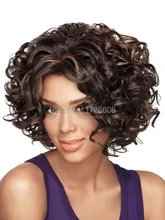 Women ‘s Medium Short Curly Wigs High quality Synthetic Hair Wig Blonde/ Dark brown/ Auburn African American Curl Female Wig